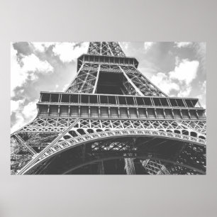 Eiffel Tower, Paris, France in black and white Poster