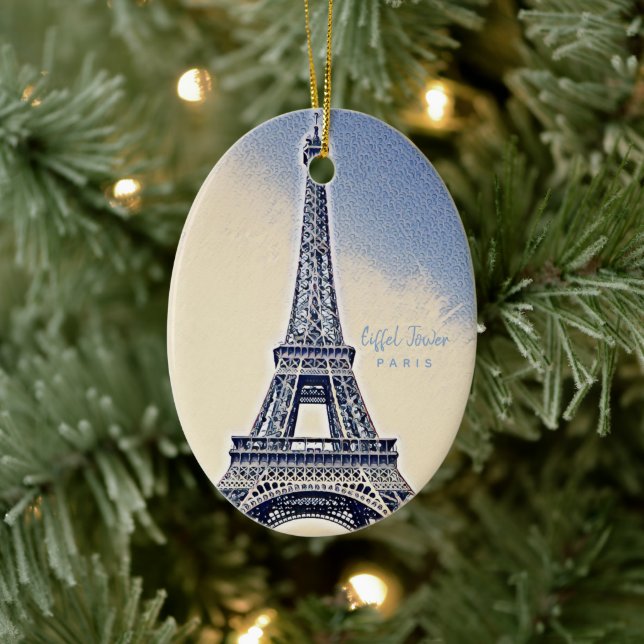 Eiffel Tower Paris France Landmark Ceramic Ornament (Tree)