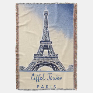 Eiffel Tower Paris France Landmark Throw Blanket