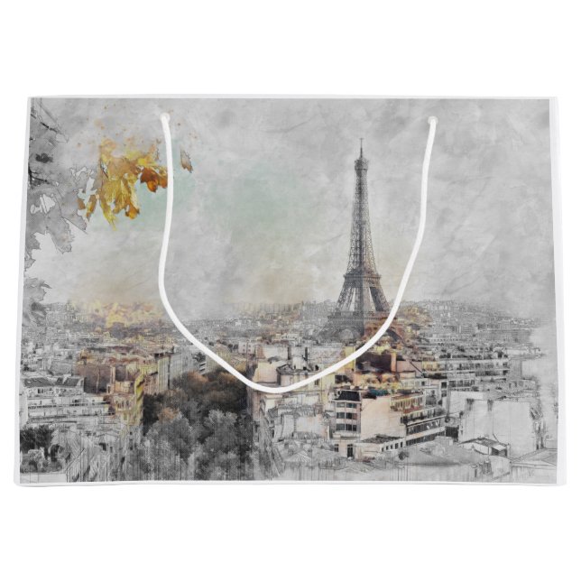 Eiffel Tower Paris France Large Gift Bag | Paris  (Front)