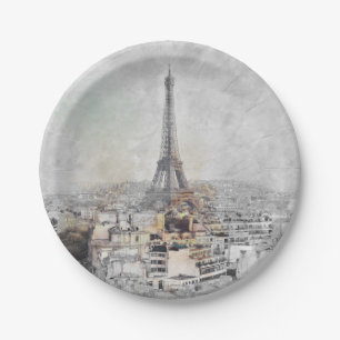 Eiffel Tower. Paris, France Paper Plate