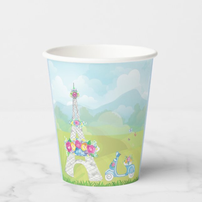 Eiffel Tower, Paris, France, Party Theme Paper Cups (Front)