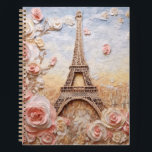 Eiffel Tower Paris France Pink Floral Notebook<br><div class="desc">Eiffel Tower Paris France Pink Floral Notebook features a stylish modern 3D design with the Eiffel Tower in Paris accented with pink flowers. Perfect as a gift for family and friends for birthday,  Christmas,  holidays and more or for mom for Mother's Day. Designed by Evco Studio www.zazzle.com/store/evcostudio</div>