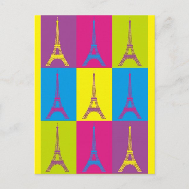 Eiffel Tower Paris France Pop Art Postcard (Front)