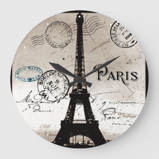 Eiffel Tower Paris France Post Card Clock (Front)