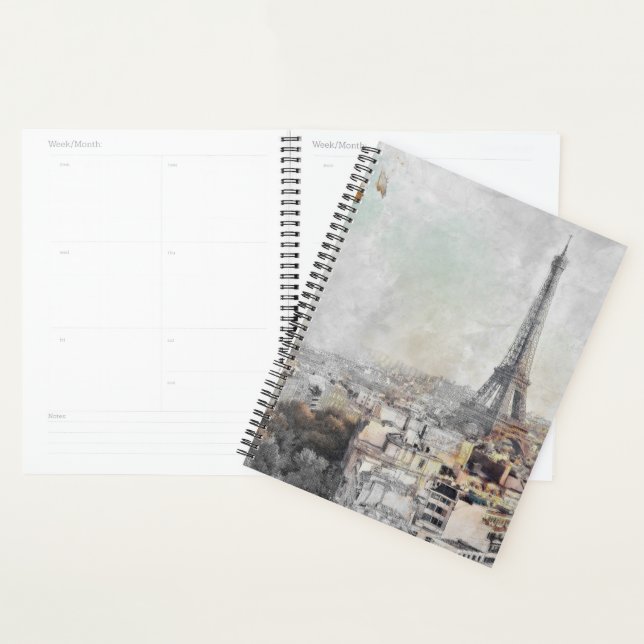 Eiffel Tower Paris France Postcard-Inspired Weekly Planner (Display)