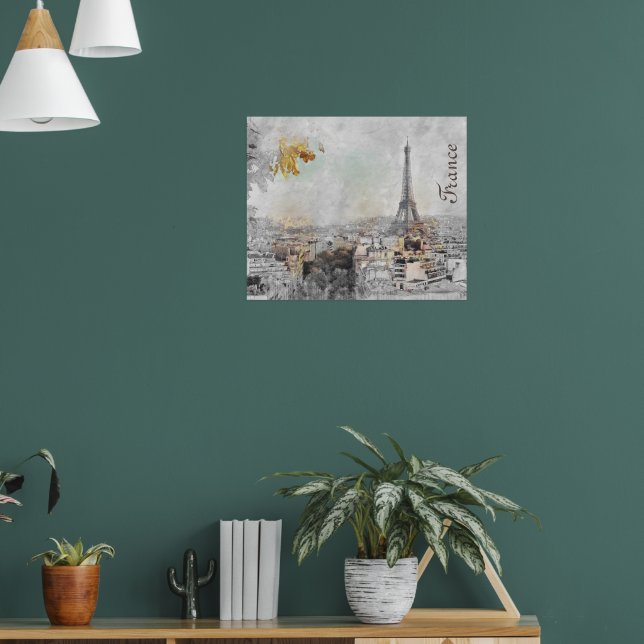 Eiffel Tower Paris France Poster – Vintage Travel  (Living Room 1)