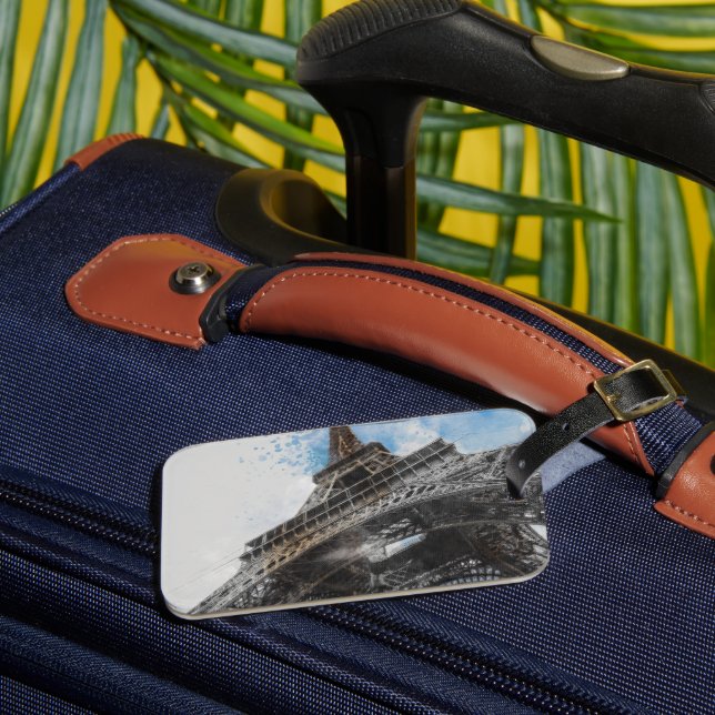 Eiffel Tower Paris France – Vintage French Travel  Luggage Tag (Front Insitu 3)