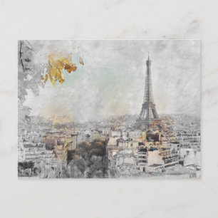 Eiffel Tower Paris France Vintage Travel Souvenir  Holiday Postcard