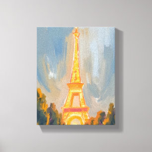 Eiffel Tower Paris France Watercolor Canvas Print