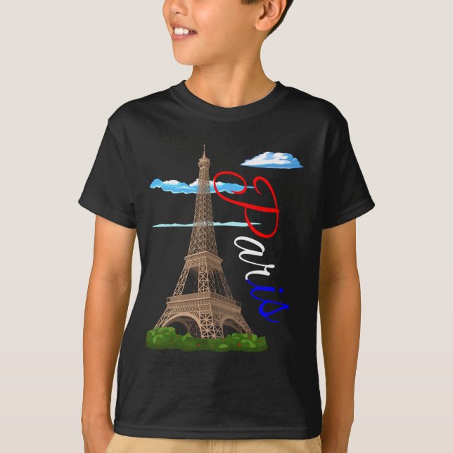 Eiffel Tower Paris French Flag T-Shirt (Front)