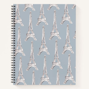 Eiffel Tower Paris French Pattern Watercolor Notebook