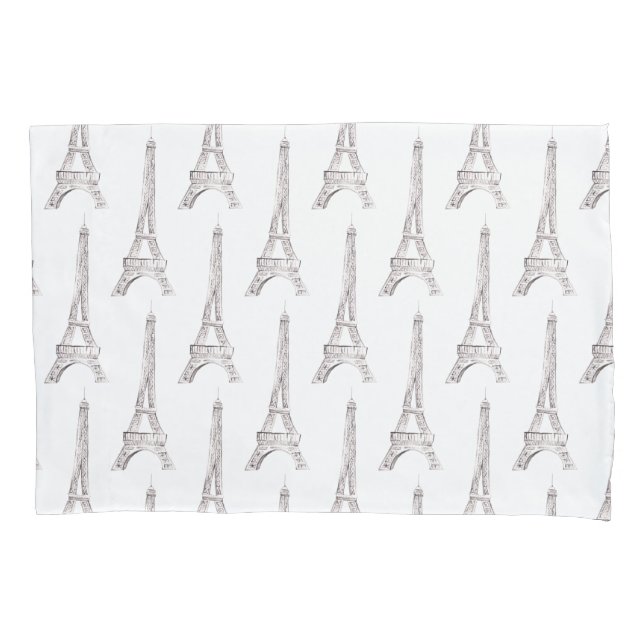 Eiffel Tower Paris French Watercolor Doodle Pillow Pillowcase (Front)