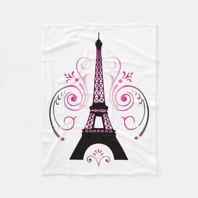 Eiffel Tower Paris Gradient Swirl Design Fleece Blanket (Front)