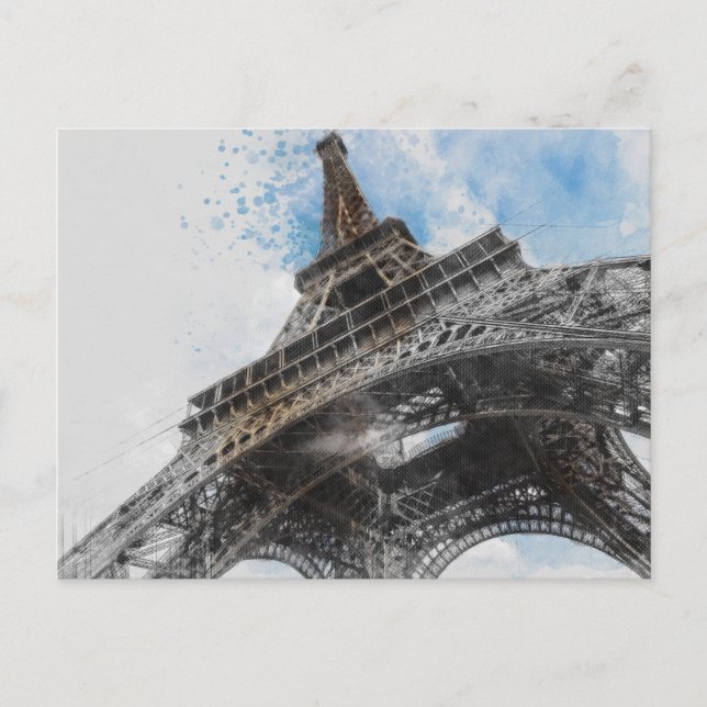 Eiffel Tower Paris Holiday Postcard Scenic Travel (Front)