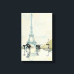 Eiffel Tower | Paris In The Rain Canvas Print<br><div class="desc">© Avery Tillmon / Wild Apple.  A vintage image of Paris,  and people walking around. An image of the Eiffel Tower can be seen.</div>