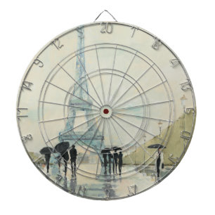 Eiffel Tower Paris In The Rain Dartboard