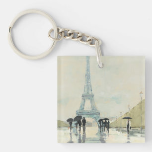 Eiffel Tower   Paris In The Rain Keychain