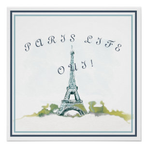 Eiffel Tower Paris Ink and Watercolor Paris Life Poster