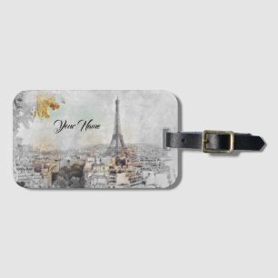 Eiffel Tower Paris Luggage Tag   Custom Travel ID 