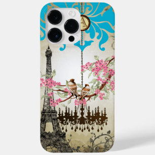 Eiffel Tower Paris Monogram Vintage Love Birds Case-Mate iPhone 14 Pro Max Case