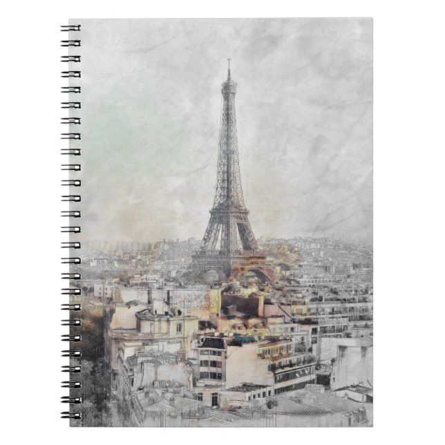Eiffel Tower Paris Notebook – Vintage Travel  (Front)