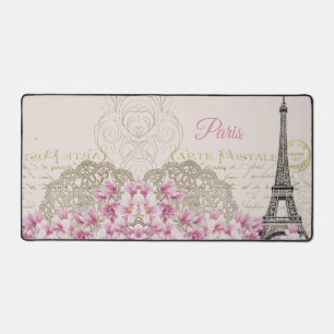 Eiffel Tower, Paris Pink Magnolia Desk Mat