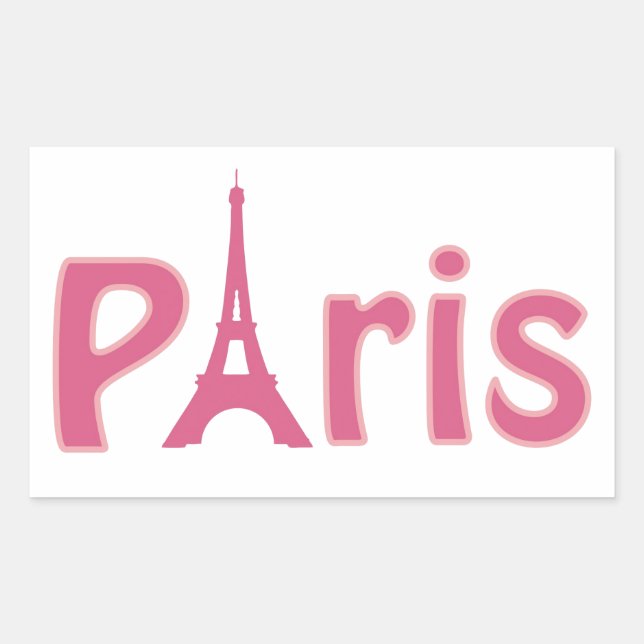 Eiffel tower paris pink text art sticker (Front)