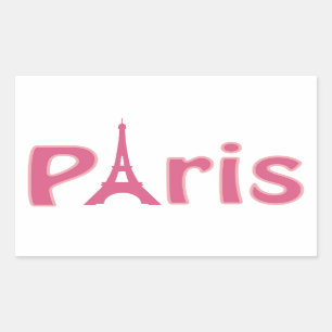 Eiffel tower paris pink text art sticker