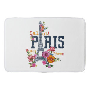 Eiffel Tower Paris Shirt Salut Flowering Paris Fra Bath Mat