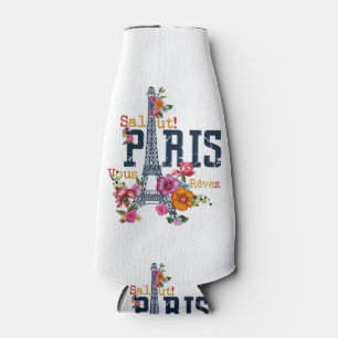 Eiffel Tower Paris Shirt Salut Flowering Paris Fra Bottle Cooler