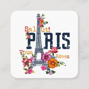 Eiffel Tower Paris Shirt Salut Flowering Paris Fra Square Business Card