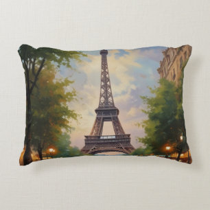 Eiffel Tower Paris Travel Vintage Retro Art Accent Pillow
