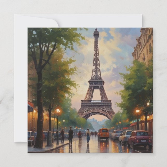 Eiffel Tower Paris Travel Vintage Retro Art Card (Front)