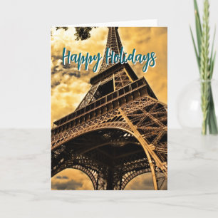 Eiffel Tower Paris Travel Vintage Retro Art Card