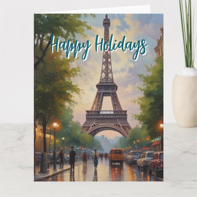 Eiffel Tower Paris Travel Vintage Retro Art Card (Front)