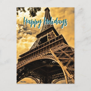 Eiffel Tower Paris Travel Vintage Retro Art Postcard