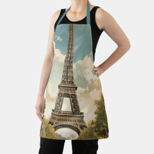 Eiffel Tower Paris Travel Vintage Style Retro Art Apron