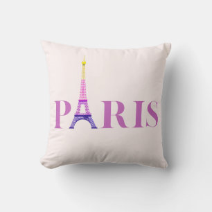 Eiffel Tower-Paris-Vibrant and Colourful- Throw Pillow