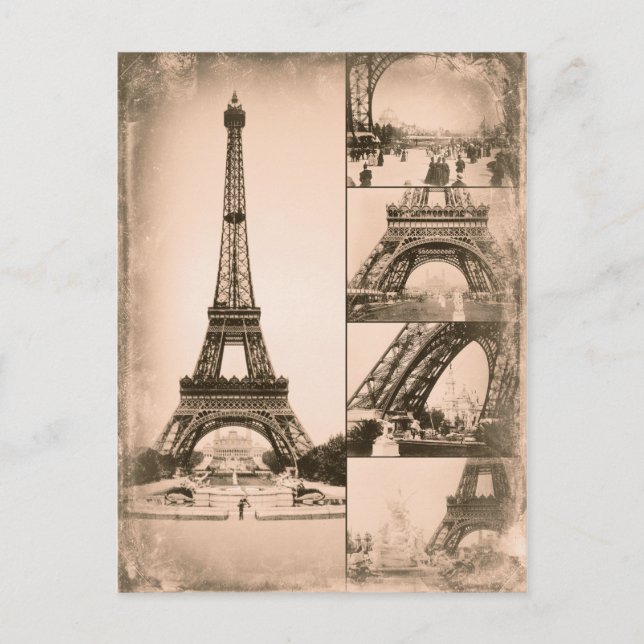 Eiffel Tower Paris Vintage Collage Postcard (Front)