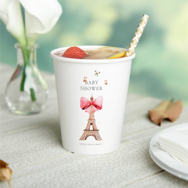 Eiffel Tower Paris Watercolor  Baby Shower  Paper Cups (Insitu)