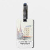 Eiffel Tower | Paris Watercolor Luggage Tag (Back Vertical)