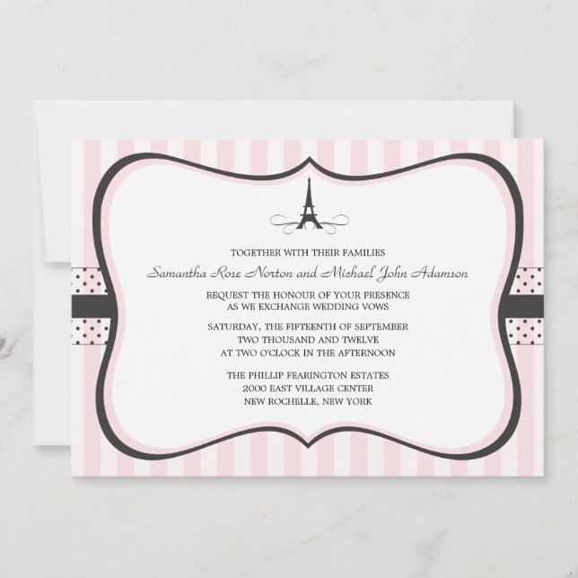 Eiffel Tower Paris Wedding Invitation (Front)
