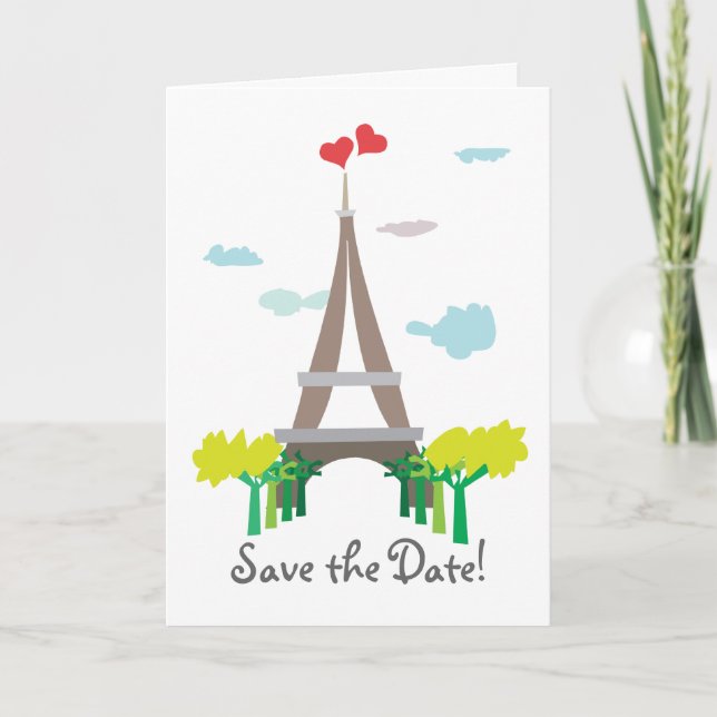 Eiffel Tower Paris Wedding Save the Date Card (Front)