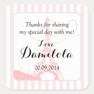 Eiffel Tower Paris Wedding Square Sticker