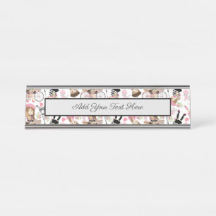 Eiffel Tower Parisian Girl Paris Flowers Pink Desk Name Plate