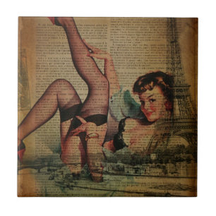 eiffel tower parisian girly retro fashionista tile