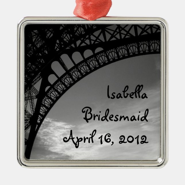 Eiffel Tower Personalized Bridesmaid Ornament (Front)