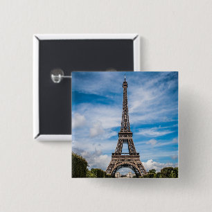 Eiffel tower photo 2 inch square button