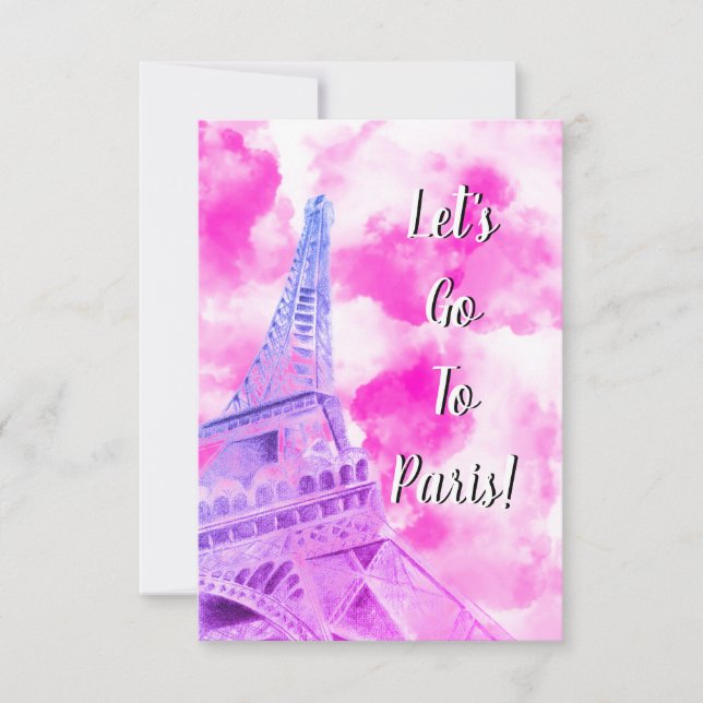 Eiffel Tower Pink Happy Birthday Post Card (Front)